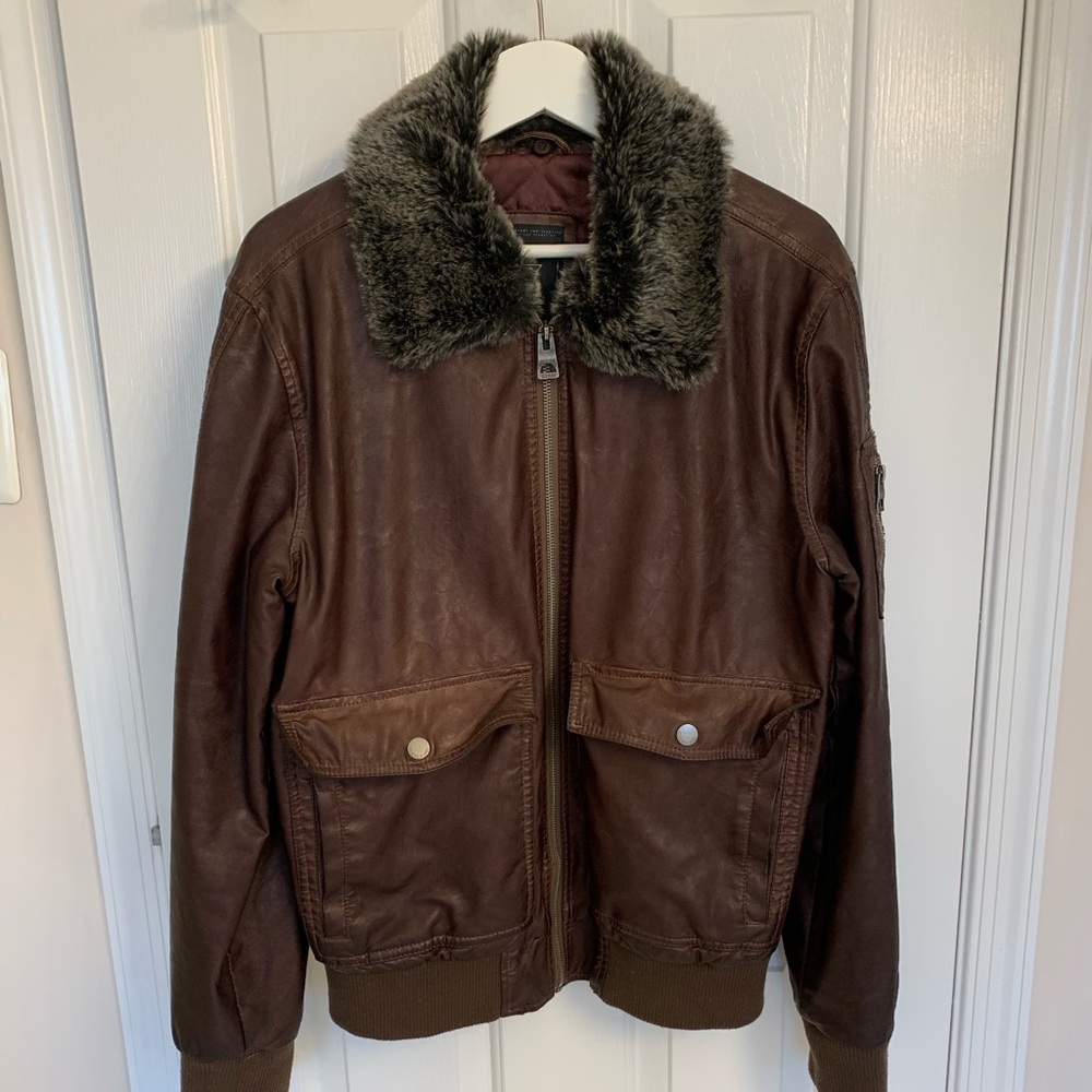 Leather jacket with fur
